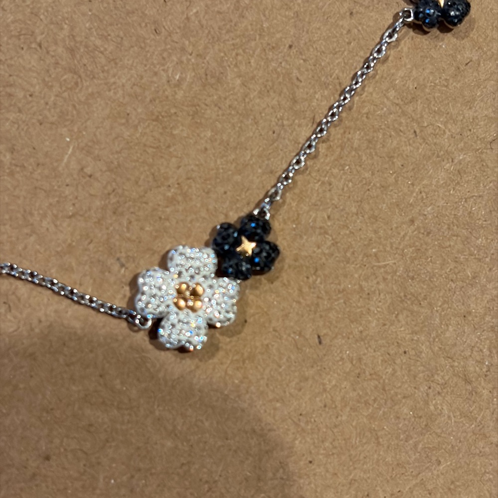 Swarovski Elegant Floral Necklace in Silver and Black - Picture 3 of 5
